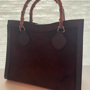 GUCCI VINTAGE BROWN DIANA BAMBOO SUEDE TOTE MEDIUM TOM FORD EDITION